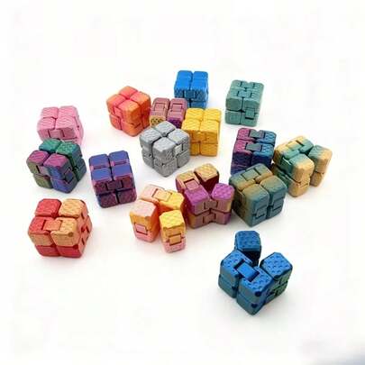 渐变色3D打印方形指尖玩具，家居装饰，无限魔方，多色渐变手指玩具，桌面减压玩具，创意生日礼物，缓解手指压力，办公桌面装饰，圣诞创意礼物