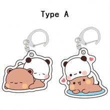 Bộ 2 móc khóa hình gấu Bubu Dudu dễ thương, móc khóa hình gấu và gấu trúc hoạt hình Kawaii bằng acrylic, phù hợp với ba lô nữ, chìa khóa xe hơi, quà tặng lý tưởng cho ngày Valentine. - Nhiều màu - Xem 18
