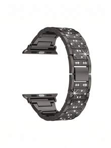 1pc Women's Fashion Rose Gold Metal Band, Compatible With IWatch 38mm 40mm 41mm 42mm 44mm 45mm 46mm 49mm, Luxury Double Chain Strap, Creative Stainless Steel Band, Compatible With Apple Watch Series Ultra 3/2/1 11 10 9 8 7 SE3 6 5 4 3 2 1, Stylish Smart Watch Band, Compatible With Apple Watch Bands - Pink - View 3