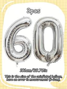 一套40英寸银色数字铝箔气球，大型铝箔数字气球，适用于派对装饰，例如生日派对、周年纪念派对等。 - 銀色 - 查看 26