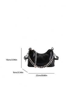 2026 New High-End Glossy Tree Bark Textured Chain Mini Square Bag, Fashionable Versatile Shoulder Bag - Black - View 10