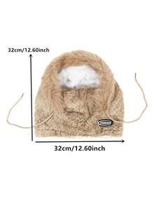 1Pc Women's Plush 3-In-1 Winter Mask Hat & Scarf, Cycling Scarf Mask Integrated Hooded Hat, Fleece-Lined Thickened Windproof And Cold-Resistant & Ear Protection, One-Piece Face Cover Neck Warmer Hooded Cap, Lightweight Warm Headwear With Drawstring Closure For Weddings And Outdoor Activities,Skiing, Cycling, Sports, Winter Headgear | Integrated Hooded Design(The Letters On The Hat Label Are Random) - Multicolor - View 5