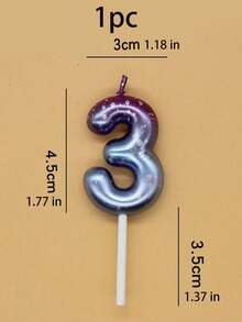 1pc Purple & Blue Galaxy/Space Gradient Numbered 0-9 Candle, Creative Romantic Party Dreamy Gradient Candle - Purple-blue Gradient - View 4