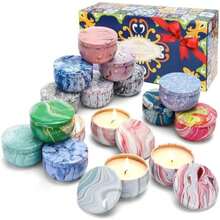 Velas Aromáticas, Juego de 16 Velas Perfumadas Relajantes, Cera de Soja 100% Pura(Por Lata 2.5 Onzas), Regalos para Mujer, Velas Aromaterapia, Alivio del Estrés, para Yoga,Navidad,Día de San Valentín(default) - Multicolor - Ver 2
