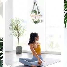 FIAN Lumbor37 Tapiz Grande de Macramé Bohemio Tejido a Mano para Colgar en la Pared Arte de Pared Tejido Tapiz con Borlas de Hojas para Hogar Recámara Galería Apartamento Verde - como en la foto - Ver 7