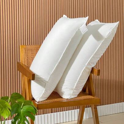 SIWEINING 2个装床枕，豪华酒店羽绒替代枕，100%纯棉枕套，中等支撑力，标准尺寸（特大号、大号、标准尺寸），适合仰卧、俯卧或侧卧睡姿。