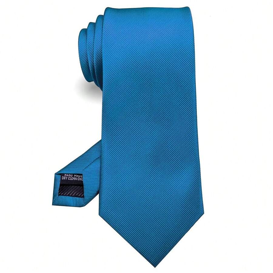 RBOCOTT Solid Color Tie Formal Necktie For Men,PeacockBlue - PeacockBlue - View 1