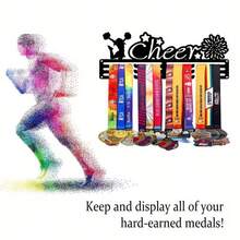 1pc Sports Metal Medal Hanger, Cheerleader Athlete Medal Display Rack, Medal Hanging, Living Room Bedroom Wall Decor, Outdoor Porch, Gift, Metal Art, Perfect Gift For Athletes, Medal Display Rack - Black - View 9