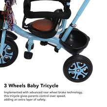 Triciclo para niños con asiento giratorio azul y ruedas de espuma sólida, con toldo para exteriores. - Azul - Ver 2
