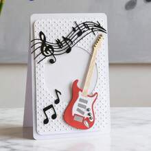 Creative Guitar Metal Cutting Dies, DIY Scrapbooking Album And Embossing Stencil, Greeting Card Making Tool, Card Paper Cutting Crafts ,Gift Card Making Template Die Cuts. - Silver - View 2