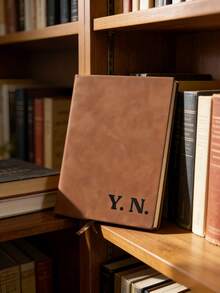 1pc Personalized A5 Notebook,Custom Name & Initials,PU Leather Tan-Brown Cover,100 Lined Pages,Back-To-School Gift,Holiday/Birthday Gift For Students & Professional - Multicolor - View 4