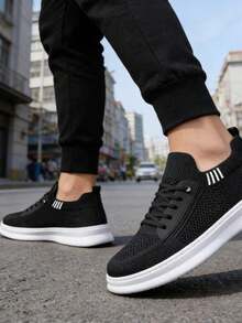 Zapatillas de lona perforadas para hombre, transpirables. - Negro - Ver 2