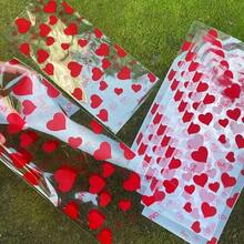 50pcs Valentine's Day Gift Bags, Romantic Gift Bags, Transparent OPPE Bags For Valentine's Day, Romantic Couple Gift Packaging, Dreamlike Theme Party Decor, Heart-Shaped Design| Plastic Bags, Valentine's Day Decor, Best For Thanksgiving, Valentine's Day, Wedding, Event Party Gift Bags - 彩色 - 查看 7