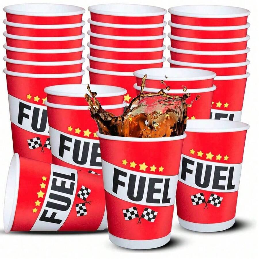 Bộ 10/20/40 cốc giấy hình lon nhiên liệu xe đua 9oz, cốc giấy dùng một lần chủ đề xe hơi cho tiệc sinh nhật - Thích hợp cho tiệc mừng em bé, đám cưới, trang trí tiệc sinh nhật - Đồ dùng tiệc sinh nhật chủ đề xe đua, bộ đồ ăn ngày lễ cho bé trai - Nhiều màu - Xem 1