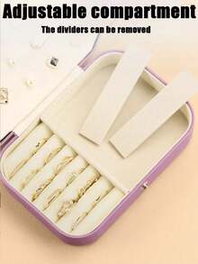 1pc Travel Jewelry Box, Portable Jewelry Organizer, Makeup Brush Storage Box, Large Capacity Desktop Organizer, Multi-Functional Storage Box For Rings, Necklaces, Earrings, Travel, Business Trip, Beach, Gift For Girlfriend , Makeup Room Decor - Multicolor - View 3