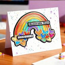 Creative Rainbow Metal Cutting Dies, DIY Scrapbooking Album And Embossing Stencil, Greeting Card Making Tool, Card Paper Cutting Crafts ,Gift Card Making Template Die Cuts. - Silver - View 1