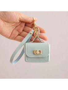 1pc Solid Color Casual Elegant PU Leather Keychain, Rotatable Lock, Mini Pouch Decor, Anti-Lost Rope, Accessory Suitable For Women, Daily Decoration, Party, Date, Outdoor, Valentine's Day, Carnival - Multicolor - View 6