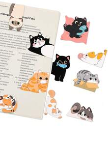 6/10pcs Mini Cat Bookmarks, Colorful Cute Cartoon Kitten Book Page Clips, Unique Reading Gift, Student Back To School Stationery Gift - Multicolor - View 12