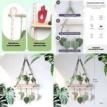 FIAN Lumbor37 Tapiz Grande de Macramé Bohemio Tejido a Mano para Colgar en la Pared Arte de Pared Tejido Tapiz con Borlas de Hojas para Hogar Recámara Galería Apartamento Verde - como en la foto - Ver 8