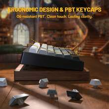 ATTACK SHARK M87V2 80% 薄膜游戏无线键盘，TKL 布局，侧印按键，复古可爱奶油色，三模 2.4G/蓝牙/有线连接，87 键，RGB 背光，4000mAh 静音电脑键盘，适用于 PC - 彩色 - 查看 6