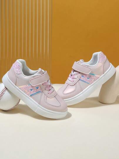 1双时尚休闲婴儿帆布鞋，幼儿女童运动鞋，适合春秋季户外穿着，轻便小白鞋