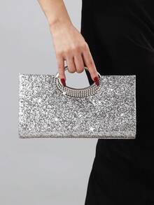 Fashion Sparkling Crystal Rhinestone Clutch Purse, Luxury Shiny Rhinestone Evening Handbag For Prom, Party, Ball, Birthday Celebration, Bridal Clutch, Perfectly Matching With Bridal Party, Prom Bag For Party.Elegant Sparkling Evening Purse For Women, Crystal-Detailed Hand-Held Clutch With Radiant Shine, Versatile Formal Bag For Weddings, Proms And Black-Tie Events.Sparkling Evening Purse, Crystal Clutch Bag, Formal Handbag, Wedding Purse, Prom Clutch, Black-Tie Event Bag, Radiant Clutch, Elegant Night Bag, Versatile Clutch, Celebration Accessory, Women's Formal Bag, Party Purse, Shimmer Bag, Gala Clutch, Special Occasion Bag.Christmas,Christmas Gifts,Gifts For Women,Crossbody Bags For Women,Purses,Purses And Bags Women,Makeup Bag,Bags For Women,Shoulder Bag,Carteras Para Mujer,Christmas Bags,Carteras Para Mujer,Mom Gifts,Makeup Bag,Personalized Gifts,Teacher Gifts,Teacher Christmas Gifts,Totes Bags For Women,Purses And Bags Women,Purses And Bags.Auspicious New Year Gifts - 銀色 - 查看 10