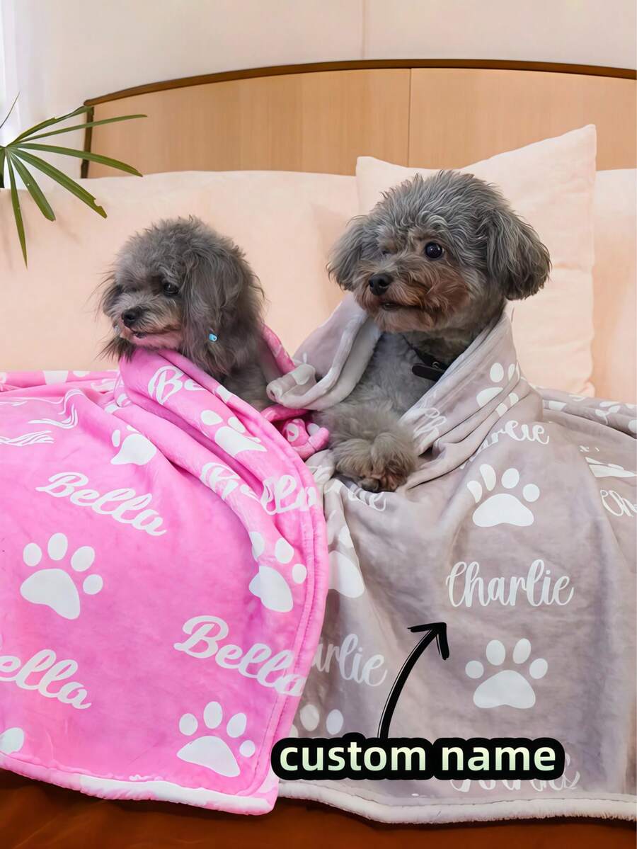 Chăn in tên chó/mèo cá nhân hóa 1 chiếc, Chăn in dấu chân tùy chỉnh, Chăn in tên cho chó nhỏ, Quà tặng thú cưng vui nhộn, Quà tặng cho người yêu chó, Quà tặng cá nhân hóa, Quà tặng thú cưng, Quà tặng cho người yêu chó. - Xem 1