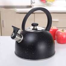 Whistling Kettle Stainless Steel Large Diameter Spout Moon Shape Handle Stovetop Teapot 2.5L Black - Negro - Ver 7