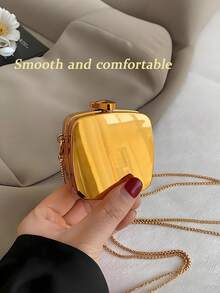 New Fashionable Niche Design Mini Bowknot Versatile Lipstick Earbud Coin Purse With Chain Shoulder Crossbody Bag For Women[US-Based Shipping]1pc Mini Acrylic Metallic Square Shape Handbag,Shiny Electroplated Fashion Clutch For Women,Women's Fashion Chain Crossbody Bag,Suitable For Valentine's Day, Mini Acrylic Electroplated Metallic Silver Shiny Square Decor Clutch Bag, Parties,Dates,Shiny,Chic, And Full Of Charm - This Mini Metallic Bow Bag Is Your New Party Essential. Multipurpose Coin Purse For Jewelry, Earphones Or Gifts,Weddings,Dates,Or As A Shoulder/Crossbody Bag,Bowknot Mini Evening Bag,Women's Chain Lip Gloss Pouch,Dates,Coin Purse,Versatile Women's Personalized Fashion Chain Lipstick Pouch,Jewelry/Earphone/Cosmetic Storage Box,Gift For Ladies, Suitable For Valentine's Day, Party, Wedding Dress Decoration, Date Use Shoulder/Crossbody Bag, Elegant Ladies ,Christmas, Christmas Gifts, Christmas Outfits, Christmas Styling, Purse,Purses,Bags,Bag,Wallet,Purses And Bags Women - 金色 - 查看 5