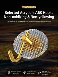 4pcs Acrylic Adhesive Wall Hooks, Strong Sticky Hooks For Dorm, Kitchen, Bathroom, No Drilling Required - Gold - View 4