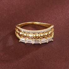 1pc Geometric Round Design Cubic Zirconia Inlaid Fashion Ring For Women