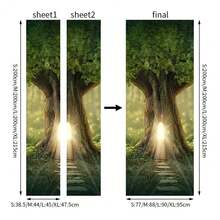 KACOLOR 3D Stairs Art Door Sticker For Bedroom Livingroom Bathroom, 2PCS Wall Decal Se--Adhesive Waterproof Removable Door Murals Wallpaper Home Decoration (S, SP-F833) - Sp-f833 - 查看 7