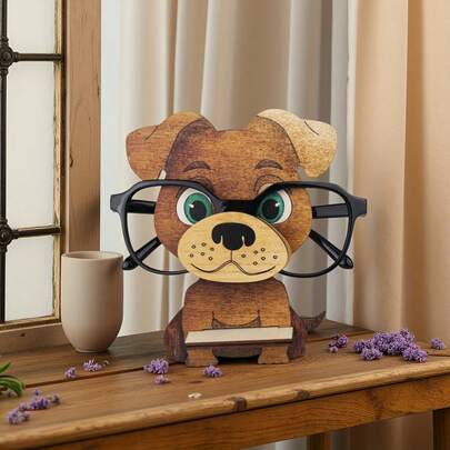 1 قطعة حامل نظارات بتصميم كلب لطيف - لا يحتاج إلى تجميع، كلب خشبي قوي بعيون تعبيرية، ديكور مكتبي للمنزل والمكتب، هدايا عيد الميلاد - مثالي لعشاق الحيوانات الأليفة وأصحاب الكلاب، ديكور مكتبي، تصميم مرح، بناء
