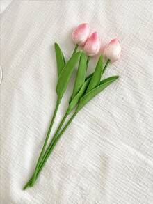 Tulip Artificial Flowers Decor, Home Decoration, Living Room & Bedroom Ornament, Fake Flowers, Suitable For Home, Wedding, Holiday Decoration, INS Style - Light Peach Pink - View 8