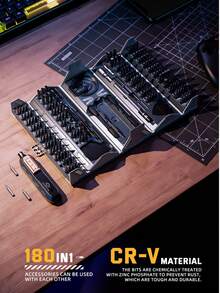 180-In-1 Multi-Functional Electric Screwdriver Set, Includes Electric Screwdriver And Precision Screwdriver Functions, 3 Torque Modes And 162 Magnetic Precision Screwdriver Bits, Suitable For Smartphones, Cameras, Computers, Watches, Laptops, Drones, And More, Essential Home Repair Tool Kit - Multicolor - View 7