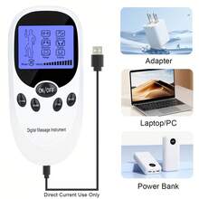 TENS + EMS Dual Channel Muscle Relief Therapy Pulse Massager With 8 Electrodes For Shoulder Pain, Shoulder And Back Pain, Knee Muscle Pain, Injury Recovery, With Portable Design, It Is The Best Gift For Friends And Relatives! - White - View 3