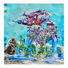 1460pcs Sakura Architecture Series Micro Building Blocks, Chinese Style, Suitable For Halloween, Thanksgiving, Christmas Gifts