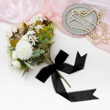 1 cuộn/3 cuộn/6 cuộn ruy băng chiffon tua rua thủ công DIY, 1,57in x 16,4ft, ruy băng tua rua 1,57in x 32,8ft, thích hợp cho thiệp mời cưới, đồ thủ công DIY, làm nơ, trang trí đám cưới, bó hoa cô dâu, gói quà, trang trí ngày Valentine, trang trí tiệc (Màu đỏ) - màu đen - Xem 6