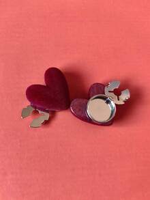 1pc/2pcs Elegant Suede Heart Geometric Pattern Button Set, Suitable For Tuxedo And Wedding Dress Decoration - Burgundy - View 2