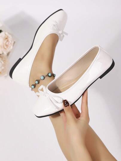 Latest Women's Flat Bow Tie Shoes, Fashionable And Comfortable Loafers. Suitable For University, School, Casual Wear, Parties And Dances. Features Multi-Color Design And Flat Soles.,Ballet Flats