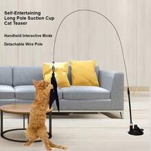 1/3pcs Interactive Feather Cat Toys With Suction Cup Base - Durable, Easy-To-Use Steel Rod For Fun Play Time - Multicolor - View 5