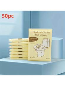 10片/50片装可溶解一次性马桶垫，商务旅行专用一次性马桶垫纸 - 黃色 - 查看 13