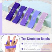 一套紫色渐变手指阻力带 | 拉伸、鼠标手和脚趾阻力训练，中等阻力，硅胶材质 - 彩色 - 查看 6