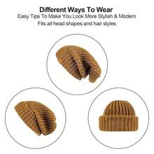JOYCA & CO. Slouchy Beanie For Women And Men, Warm Breathable Knitted Winter Hat, Stylish Cuffed Or Fisherman Ribbed Cap,65/8-8,Caramel - 焦糖 - 查看 3