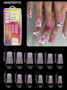 YOKEFELLOW 60/75/302片装彩色双头美甲模具，适用于延长胶，12/15种尺寸，棺材形、杏仁形、水蓝色、椭圆形、俄罗斯杏仁形，适用于DIY美甲延长，美甲用品，适合在家美甲沙龙进行美甲设计。 - 彩色 - 查看 13