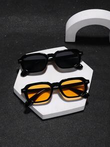 2 PCS Men's Fashion Glasses Classic Square Polycarbonate Frame Lightweight For Beach Party With Glasses Box - Multicolor - View 1