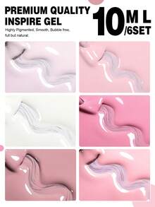 YOKEFELLOW TPO-Free & HEMA-Free 6pcs Gel Nail Polish Set, 10ml Pink White Nail Gel Polish All Season Cute Sweety Pink Nails Soak Off UV LED For Nail Art Salon DIY & As A Gift - Multicolor - View 4