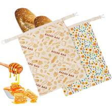 2-Pack Reusable Beeswax Bread Bags - Large 17x13 Inch For Sourdough & Homemade Bread Storage |   Beeswax Preservation, -Friendly Cotton Food Bags - Easy To Clean & Daily Use - 3-pack - View 8