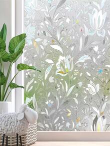 1Roll Window Privacy Film, Frosted Glass Static Cling Sun Heat Blocking Window Clings, Frosting Opaque Coverings, Vinyl Removable Stickers Tint For Home Door Office, Non Adhesive - Multicolor - View 25