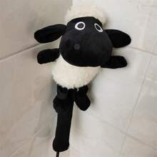 1个可爱动物造型毛绒高尔夫球杆头套，男女通用高尔夫球杆杆身保护套 - 黑色 - 查看 1